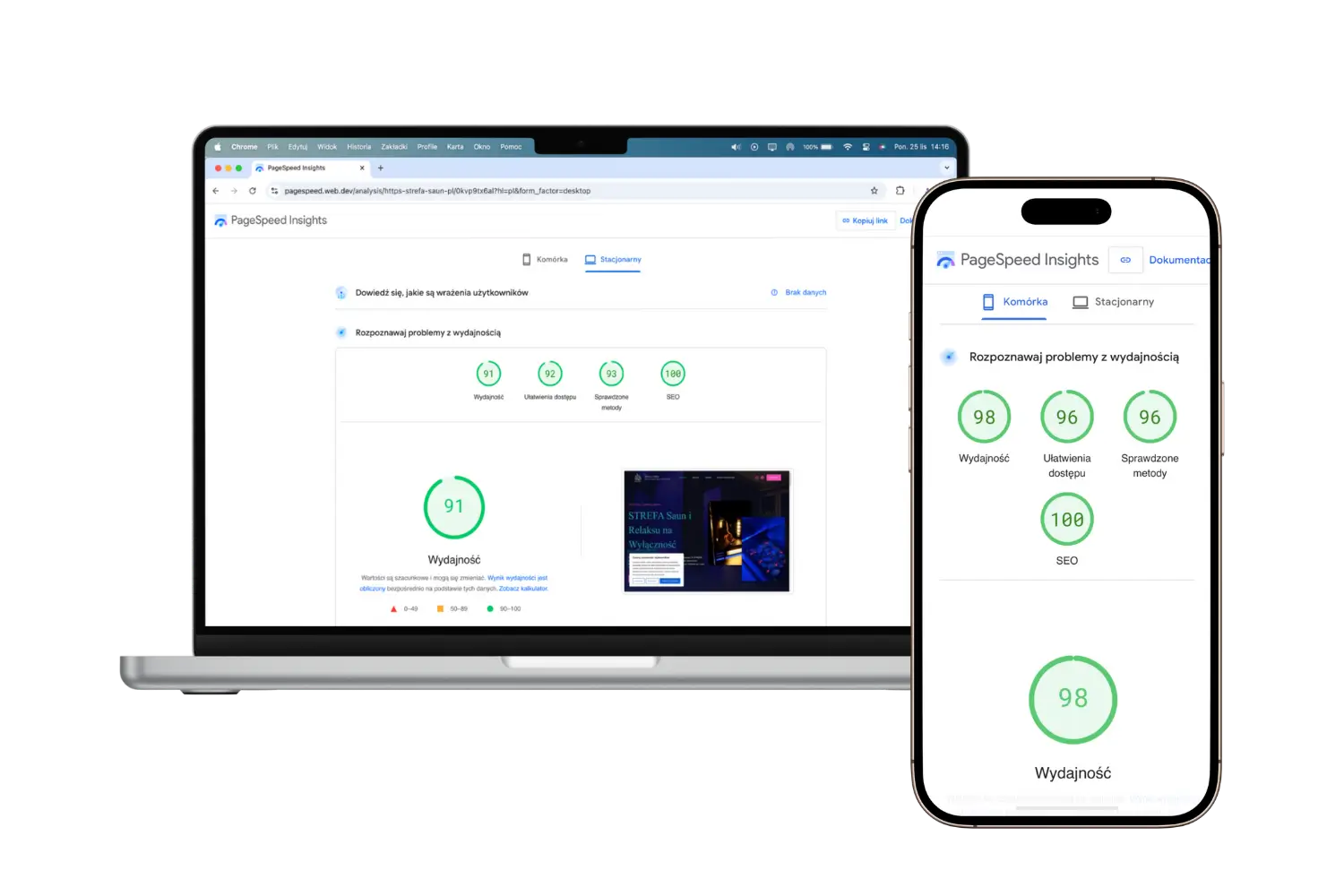 Pagespeed insights wynik optymalizacji